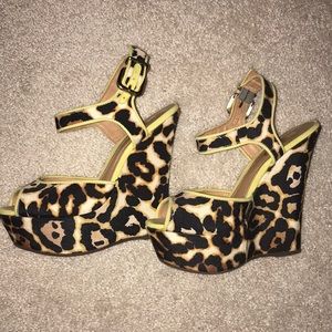 Schutz Leopard Wedges. US Size 5